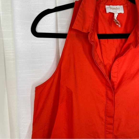 Laundry by Shelli Segal orange sleeveless button down blouse - Picture 2 of 7